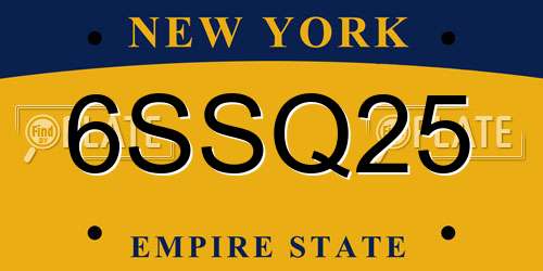 6SSQ25 New York License Plate