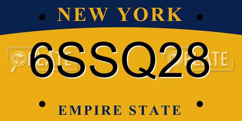 6SSQ28 New York License Plate