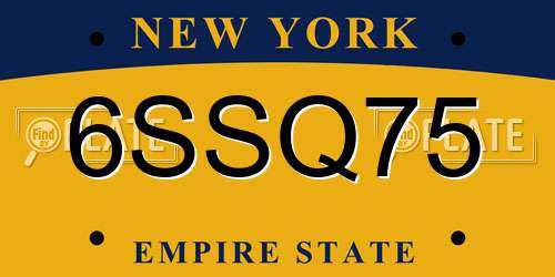 6SSQ75 New York License Plate