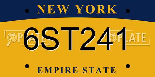6ST241 New York License Plate
