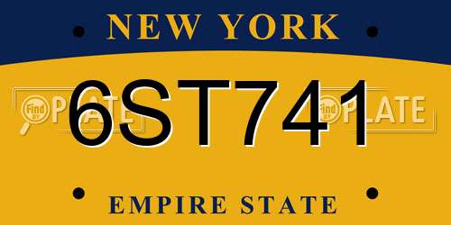 6ST741 New York License Plate