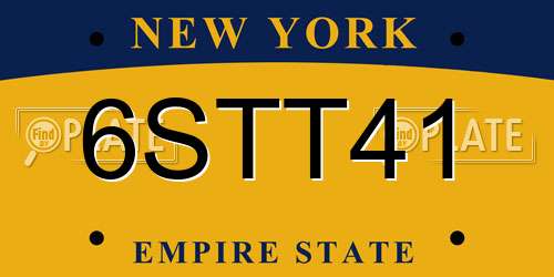 6STT41 New York License Plate