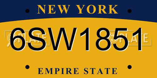 6SW1851 New York License Plate