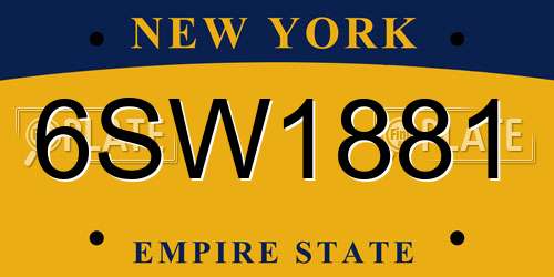 6SW1881 New York License Plate