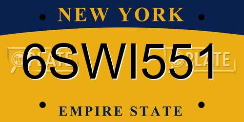 6SWI551 New York License Plate