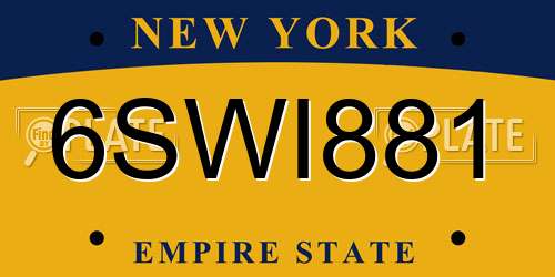 6SWI881 New York License Plate