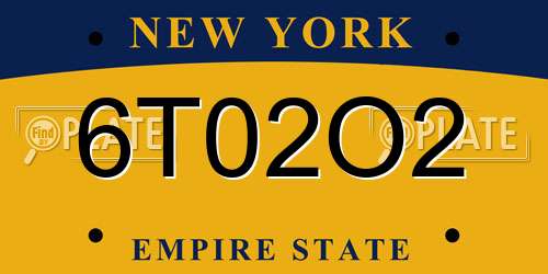 6T02O2 New York License Plate