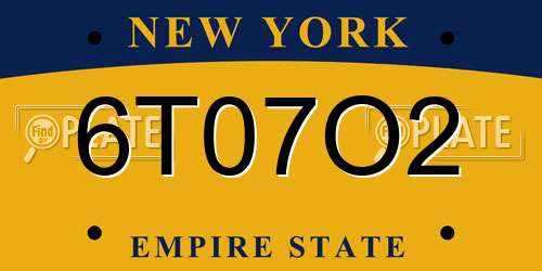 6T07O2 New York License Plate