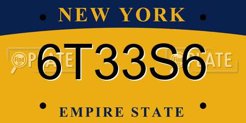 6T33S6 New York License Plate