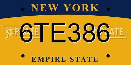 6TE386 New York License Plate