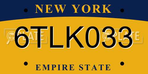 6TLK033 New York License Plate