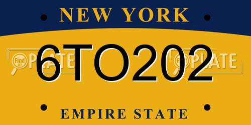 6TO202 New York License Plate