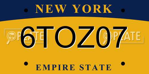 6TOZ07 New York License Plate