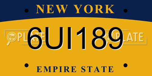 6UI189 New York License Plate