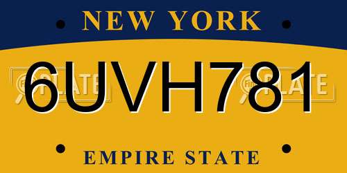 6UVH781 New York License Plate
