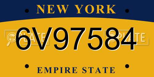6V97584 New York License Plate