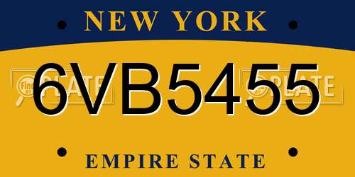 6VB5455 New York License Plate