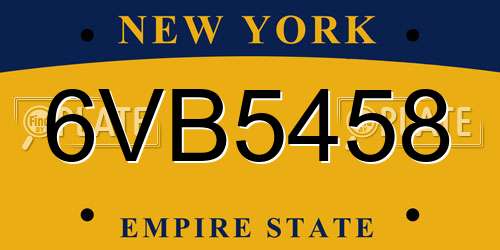 6VB5458 New York License Plate