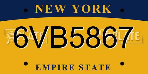 6VB5867 New York License Plate
