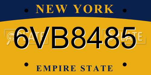 6VB8485 New York License Plate