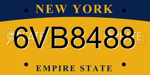 6VB8488 New York License Plate