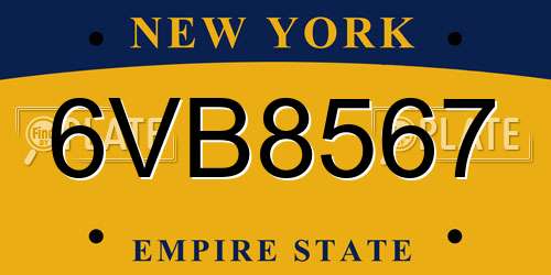 6VB8567 New York License Plate