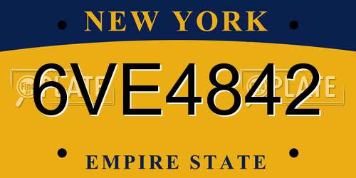 6VE4842 New York License Plate