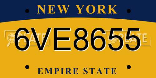 6VE8655 New York License Plate