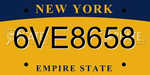 6VE8658 New York License Plate
