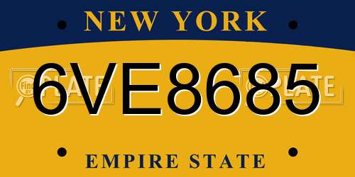 6VE8685 New York License Plate