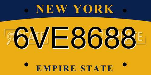 6VE8688 New York License Plate