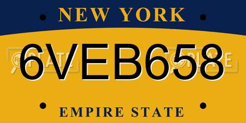 6VEB658 New York License Plate