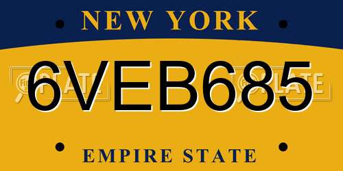 6VEB685 New York License Plate