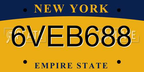 6VEB688 New York License Plate