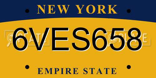 6VES658 New York License Plate