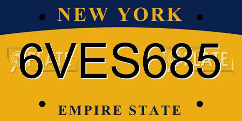 6VES685 New York License Plate