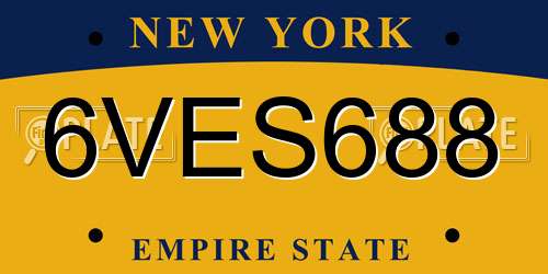 6VES688 New York License Plate