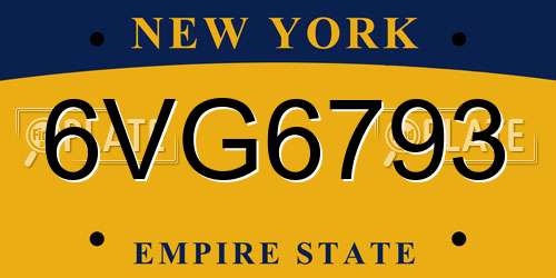 6VG6793 New York License Plate