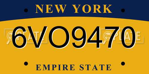 6VO9470 New York License Plate