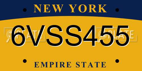 6VSS455 New York License Plate