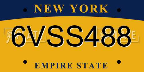 6VSS488 New York License Plate
