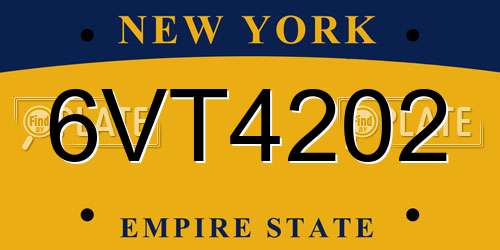 6VT4202 New York License Plate
