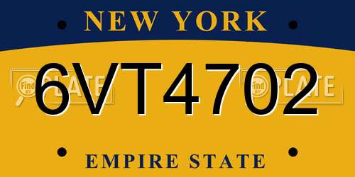 6VT4702 New York License Plate