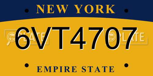 6VT4707 New York License Plate