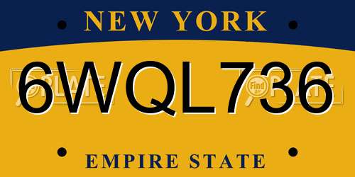 6WQL736 New York License Plate