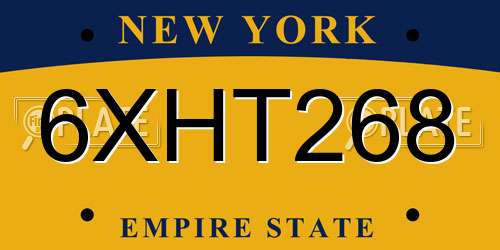 6XHT268 New York License Plate