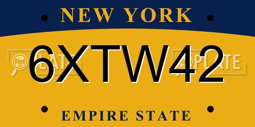 6XTW42 New York License Plate