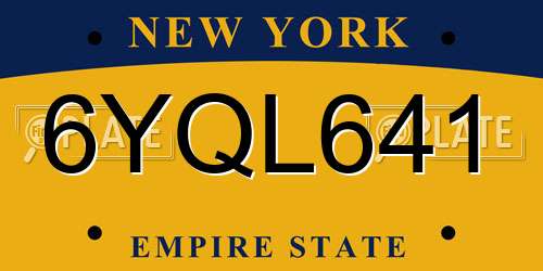 6YQL641 New York License Plate