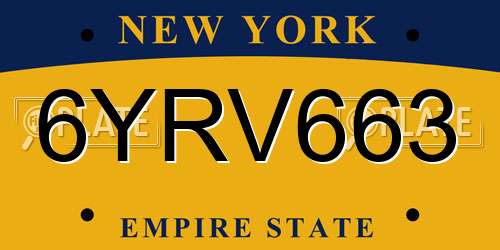 6YRV663 New York License Plate