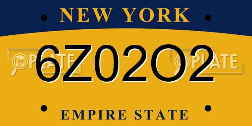 6Z02O2 New York License Plate